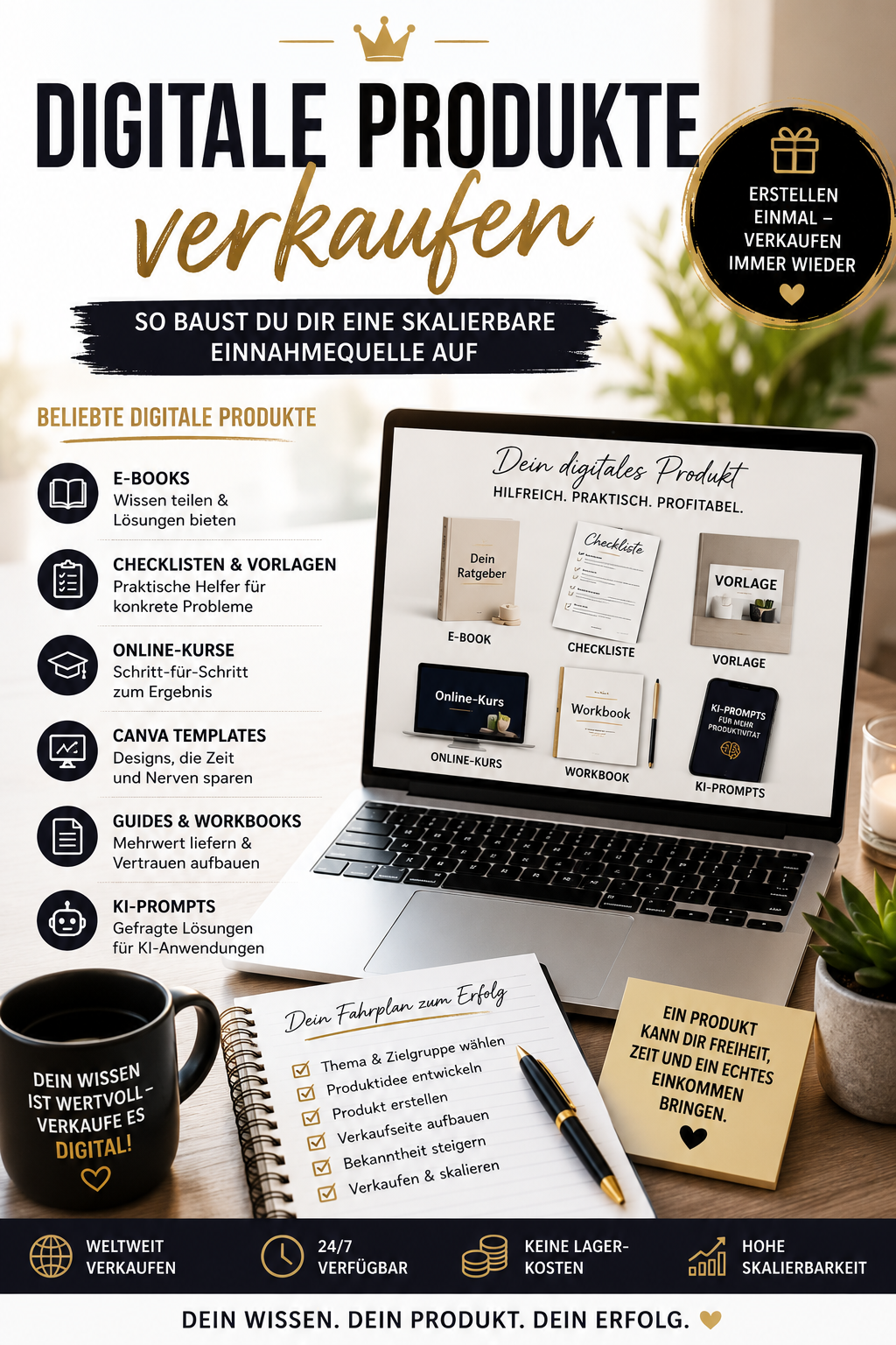 🎁 Digitale Produkte verkaufen – So baust du dir eine skalierbare Einnahmequelle auf